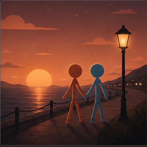 A couple together at sunset